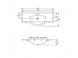 Раковина для ванної підвісна Hatria Sophie 50х120 см санфарфор білий Y0HE01