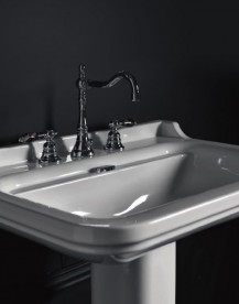 Раковина для ванной подвесная или на пьедестал Kerasan Waldorf 80x55 санфарфор белая хром 4141K1