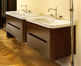 Раковина для ванной подвесная Kerasan Waldorf 100x55 санфарфор белая бронза 4142K3