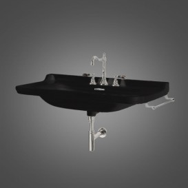 Раковина для ванной подвесная Kerasan Waldorf 100x55 санфарфор черный глянцевый хром 4142K4