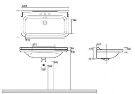 Раковина для ванной подвесная Kerasan Waldorf 100x55 санфарфор черный глянцевый хром 4142K4