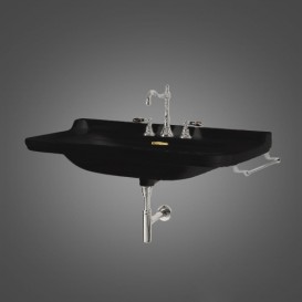 Раковина для ванної підвісна Kerasan Waldorf 100x55 санфарфор чорний глянсовий золото 4142K5