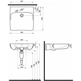 Раковина для ванной подвесная KOLO NOVA PRO для людей с огр. возможностями M38155000