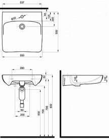 Раковина для ванной подвесная KOLO NOVA PRO для людей с огр. возможностями M38455000