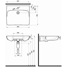Раковина для ванной подвесная KOLO NOVA PRO для людей с огр. возможностями M38465000
