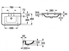 Раковина для ванної підвісна / накладна Roca Cala 75х45 см з отвором для змішувача кераміка біла A327424000