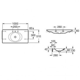 Раковина для ванной подвесная/накладная Roca Kalahari 100х51 см керамика белая A327897000