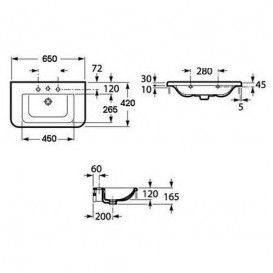Раковина для ванної підвісна / накладна Roca Cala 65х45 см з отвором для змішувача кераміка біла A327425000
