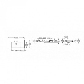 Раковина для ванної підвісна / накладна Roca Inspira 100х49 см кераміка біла A32752A000
