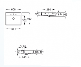 Раковина для ванної підвісна / накладна Roca Inspira 60х49 см кераміка біла A32752C000