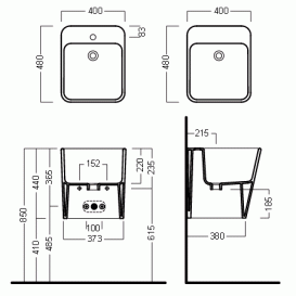 Раковина для ванной подвесная/накладная Hatria G-Full 40x48 см санфарфор белый YXJG01