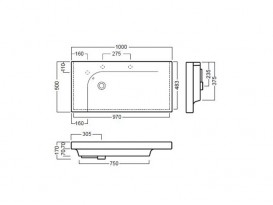 Раковина для ванної підвісна / накладна Hatria Grandangolo 50x100 см санфарфор білий Y0VA01