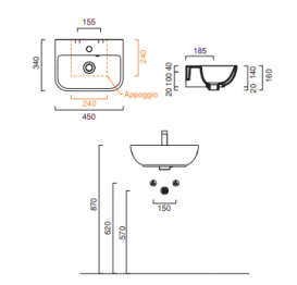 Раковина для ванної підвісна прямокутна Catalano Sfera 45х34 кераміка колір білий 145BSFNP00