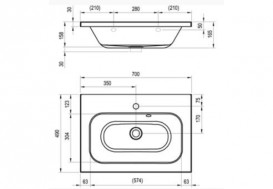Раковина для ванной на тумбу Ravak Chrome 700 с одним отверстием для смесителя белая XJG01170000