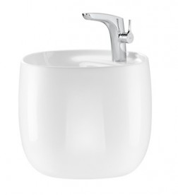 Раковина для ванної підвісна Roca Beyond 46х47с вбудованим напівп'єдесталом і отвором під змішувач FINECERAMIC біла A3270B1000