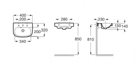 Раковина для ванной подвесная Roca Debba 40х32 с одним отверстием под смеситель керамика белый A325998000