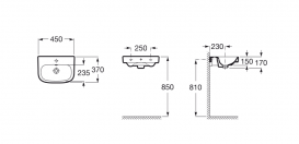 Раковина для ванної підвісна Roca Debba 45х37 з одним отвором під змішувач кераміка білий A325997000