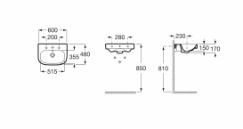 Раковина для ванной подвесная Roca Debba 60х48 с одним отверстием под смеситель керамика белый A325994000