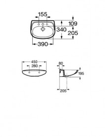 Раковина для ванної підвісна Roca колекція Victoria біла A325314005