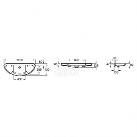 Раковина для ванной подвесная Roca Mohave 110х43 см с отверстием под смеситель керамика белая A32787900H