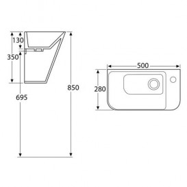 Раковина для ванной подвесная Volle Тео 50х28 см керамика черная 13-88-601Black