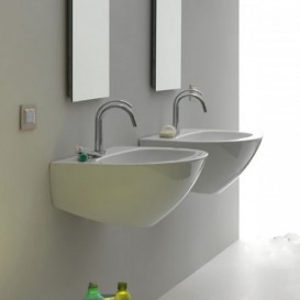 Раковина для ванної напівкругла Kerasan Aquatech підвісна 70х52 см біла 374001