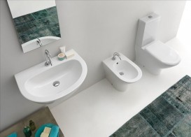 Раковина для ванної напівкругла Kerasan Aquatech підвісна 70х52 см біла 374001