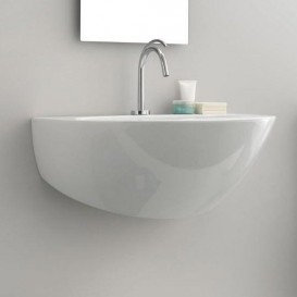 Раковина для ванної напівкругла Kerasan Aquatech підвісна 70х52 см біла 374001