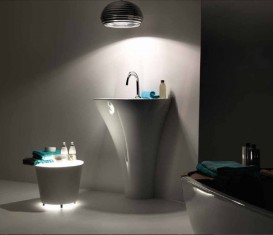 Раковина для ванної напівкругла Kerasan Aquatech підлоги 60х51 см біла 374101