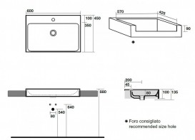 Раковина для ванної прямокутна Kerasan Cento полувстраіваемие 60х45 см біла 354701