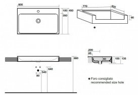 Раковина для ванної прямокутна Kerasan Cento полувстраіваемие 80х45 см біла 354901