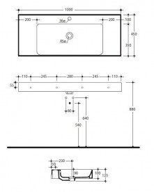 Раковина для ванной прямоугольная Kerasan Cento подвесная/накладная 100х45 см белая 355001