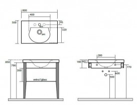 Раковина для ванной прямоугольная Kerasan Bentley 80х50 см белая 393001