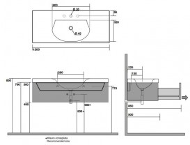 Раковина для ванної прямокутна Kerasan Bentley для меблів 120х50 см біла 393801