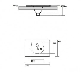 Раковина для ванної прямокутна Kerasan Bentley вбудована 55х36 см біла 394001