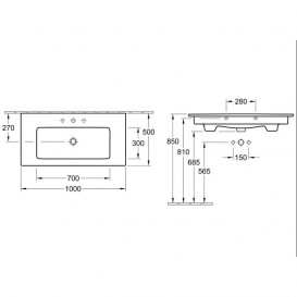 Раковина для ванної прямокутна VILLEROY & BOCH VERITY LINE 4A12AL01