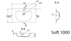 Раковина для ванной Radaway Soft 100х45,5 см керамика белый U124100-02-01