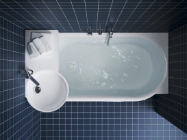 Раковина для ванной Ravak ARC 82,8х43,6 см полка справа литой мрамор белый XJXP1283000