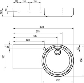 Раковина для ванной Ravak ARC 82,8х43,6 см полка слева литой мрамор белый XJXL1283000
