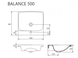 Раковина для ванной Ravak Balance 50х46,5 см керамика белый XJX01250000
