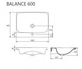 Раковина для ванной Ravak Balance 60х46,5 см керамика белый XJX01260000