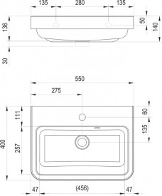 Раковина для ванної Ravak Be Happy II 550 з отвором штучний мармур біла XJA01155000
