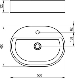 Раковина для ванної кімнати Ravak Ceramic Slim Shelf O 55х40 см кераміка матовий білий XJX0E155001