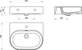 Раковина для ванної кімнати Ravak Ceramic Slim Wall O 55,3х45,2 см кераміка білий XJX01155008