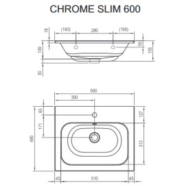 Раковина для ванной Ravak Chrome Slim 60х49 см литой мрамор белый XJG01160001