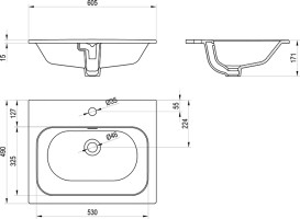 Раковина для ванной Ravak Chrome Slim 60,5х49 см керамика белый XJX01160008