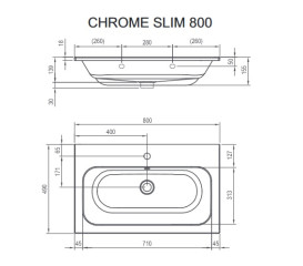 Раковина для ванной Ravak Chrome Slim 80х49 см литой мрамор белый XJG01180001