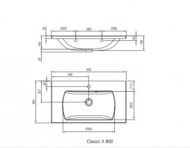 Раковина для ванной Ravak Classic II 80х45 см литой мрамор белый XJX01180000