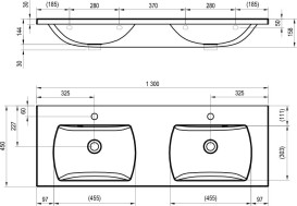 Раковина для ванной Ravak Classic II двойная 130х45 см литой мрамор белый XJX01113000