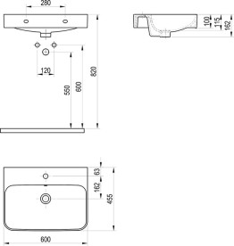 Раковина для ванної кімнати Ravak Ellen 60х45,5 см кераміка білий XJX01160005